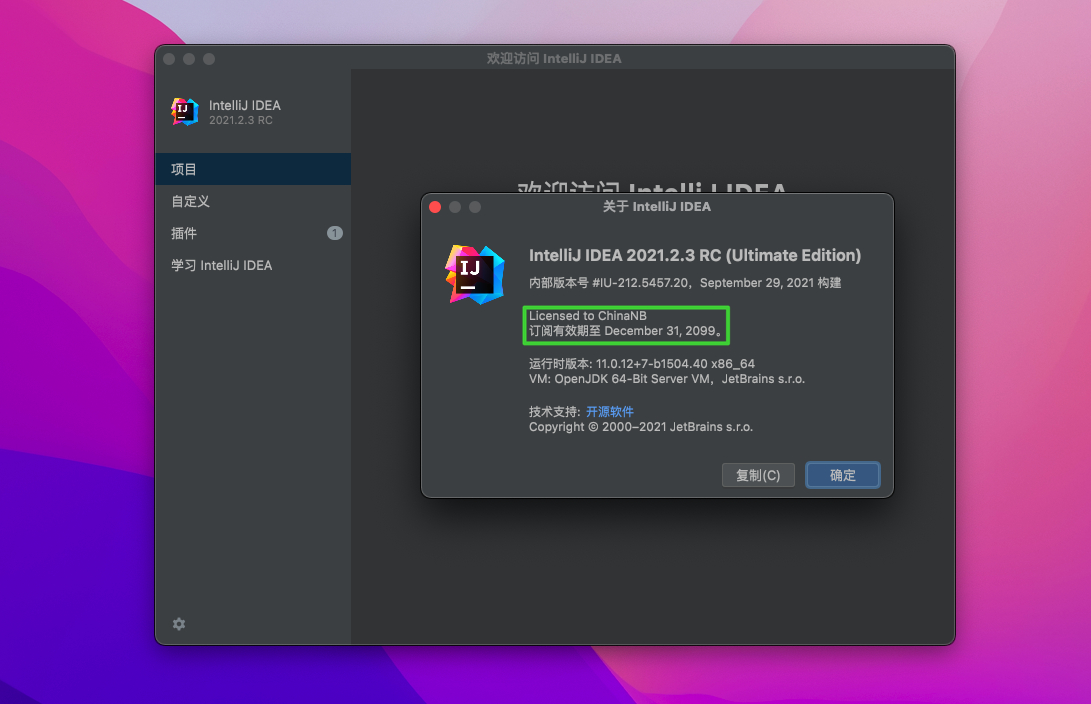 JetBrains IntelliJ IDEA 2021 for Mac v2021.2.3RC中文激活版 Java开发工具 可激活至2099年 (intel/M1均可)插图 JetBrains IntelliJ IDEA 2021 for Mac v2021.2.3RC中文激活版 Java开发工具 可激活至2099年 (intel/M1均可)