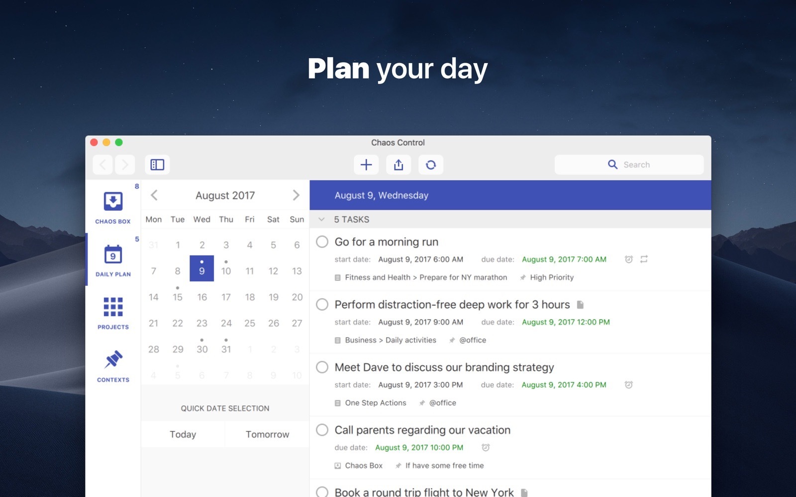 Chaos Control 1.10 破解版 GTD任务待办事项管理插图 Chaos Control 1.10 破解版 GTD任务待办事项管理