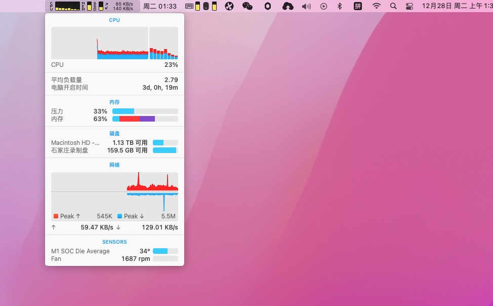 iStat Menus v6.63(1203)中文版 优秀的系统监控工具