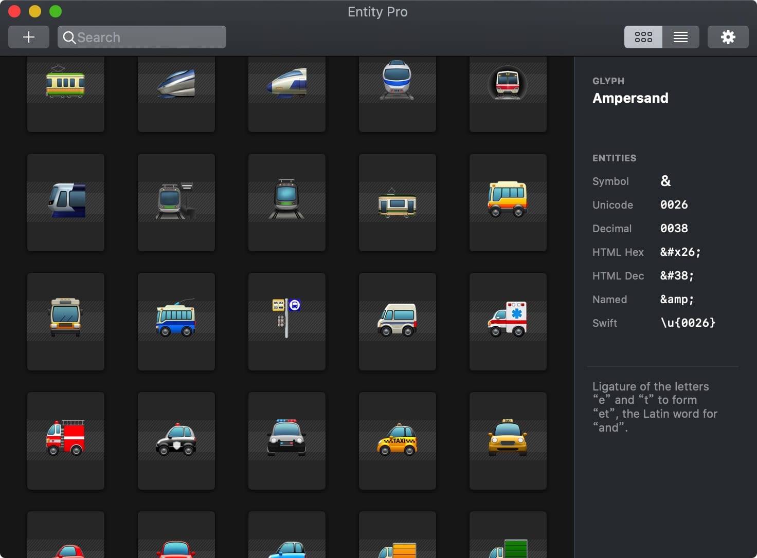 Entity Pro 1.3.1 破解版 Unicode/Emoji图标浏览器