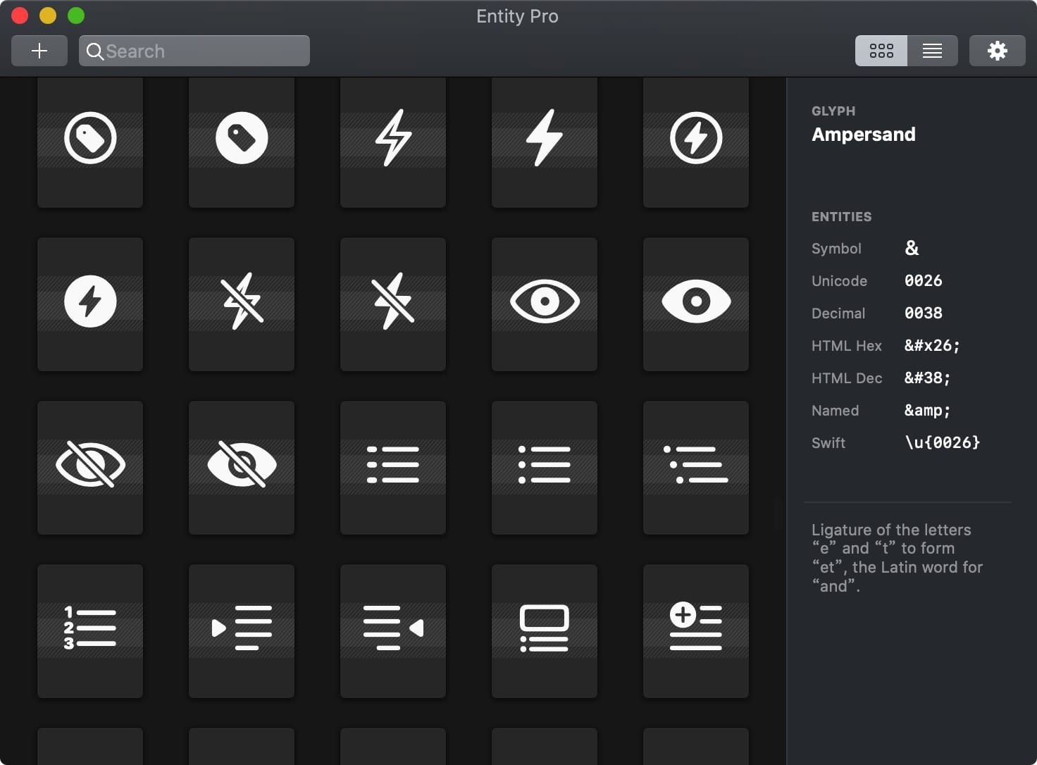 Entity Pro 1.3.1 破解版 Unicode/Emoji图标浏览器