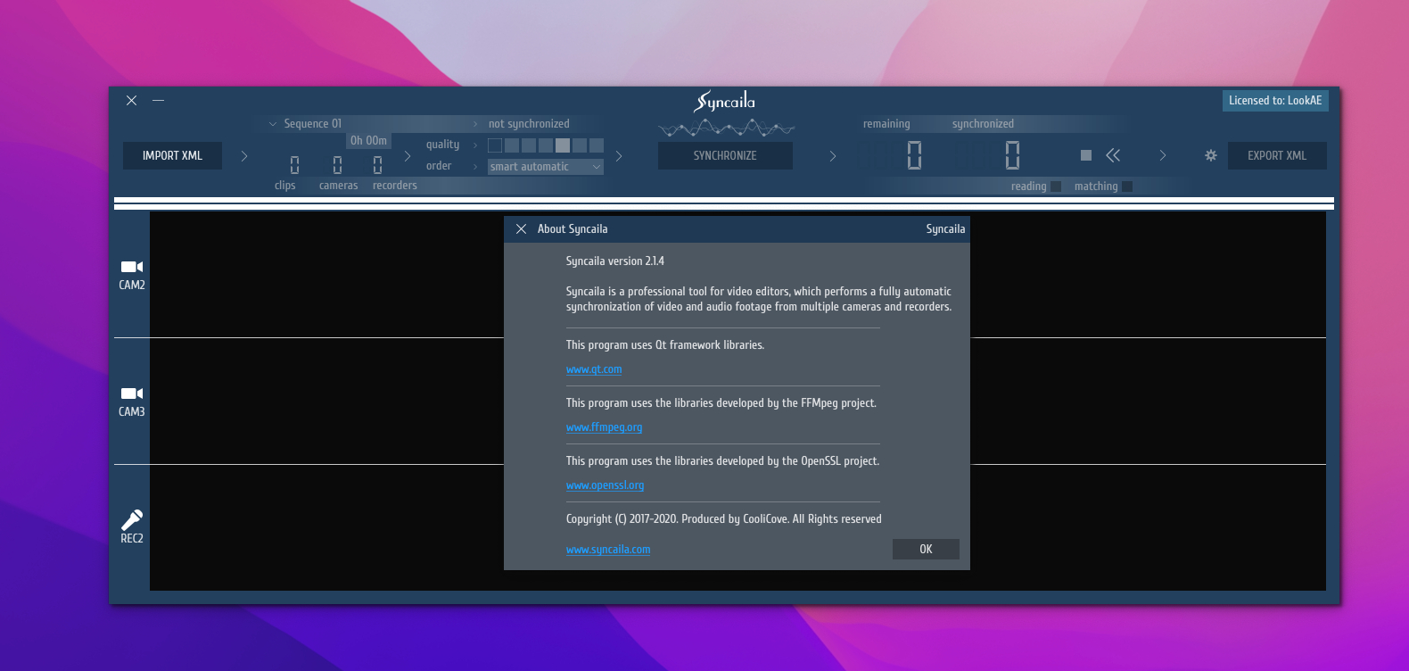 Syncaila for Mac v2.1.4激活版 多机位自动对视频音频同步工具