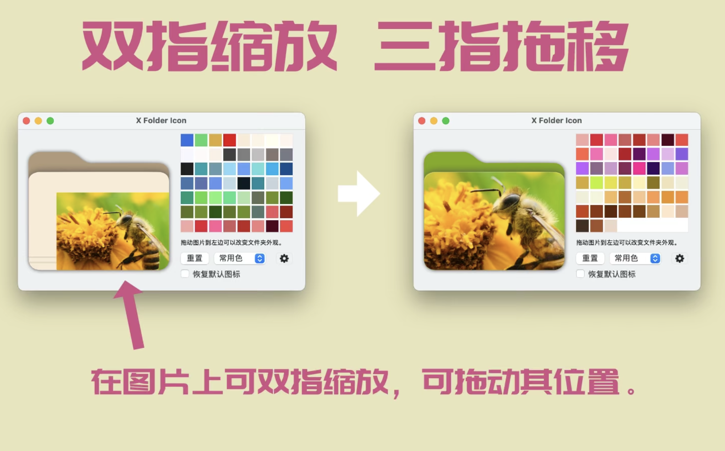 X Folder Icon for Mac v1.1.0 修改文件夹颜色与外观支持批量替换插图2 X Folder Icon for Mac v1.1.0 修改文件夹颜色与外观支持批量替换