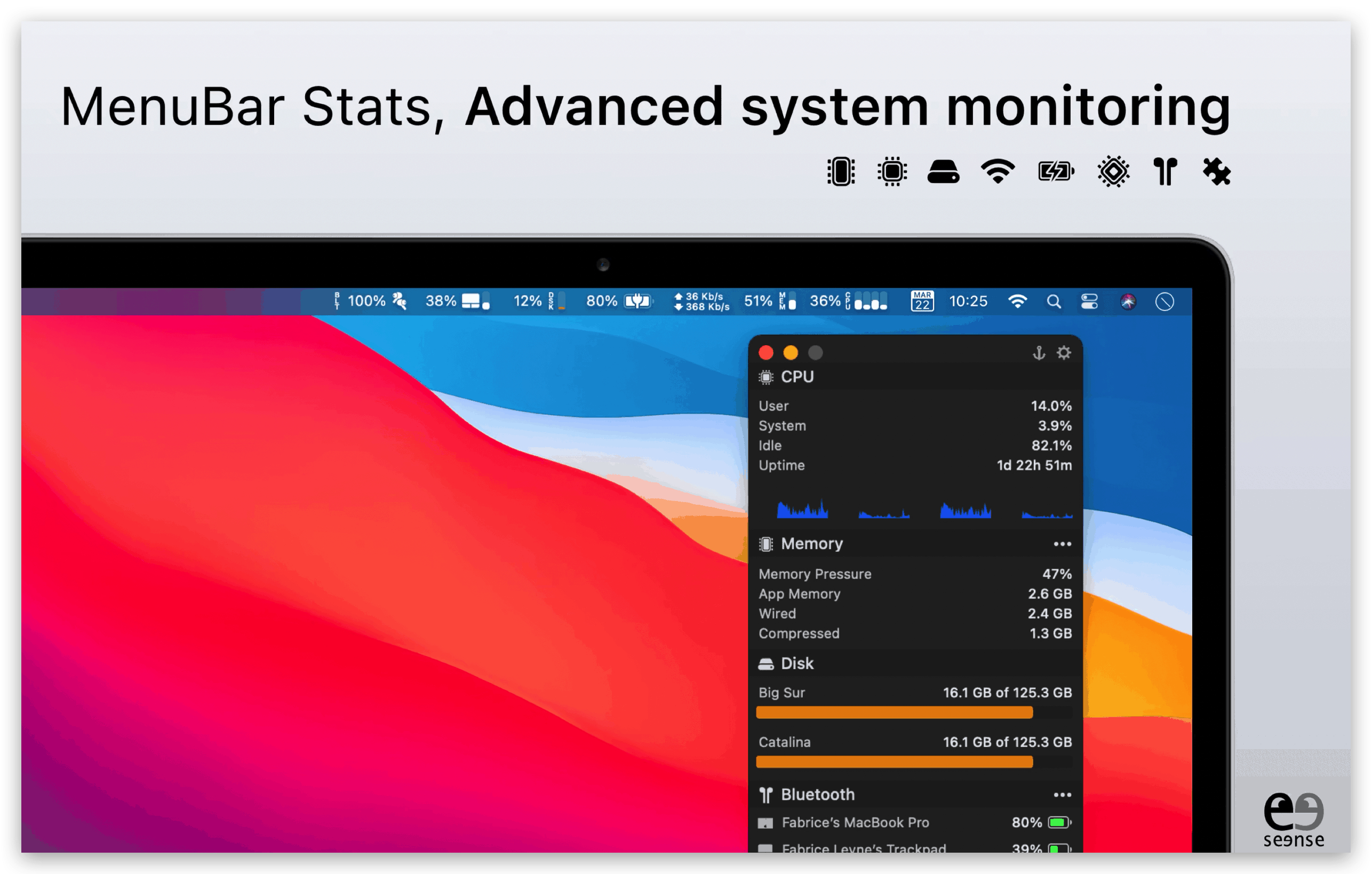 MenuBar Stats 3.6 菜单栏系统监视器