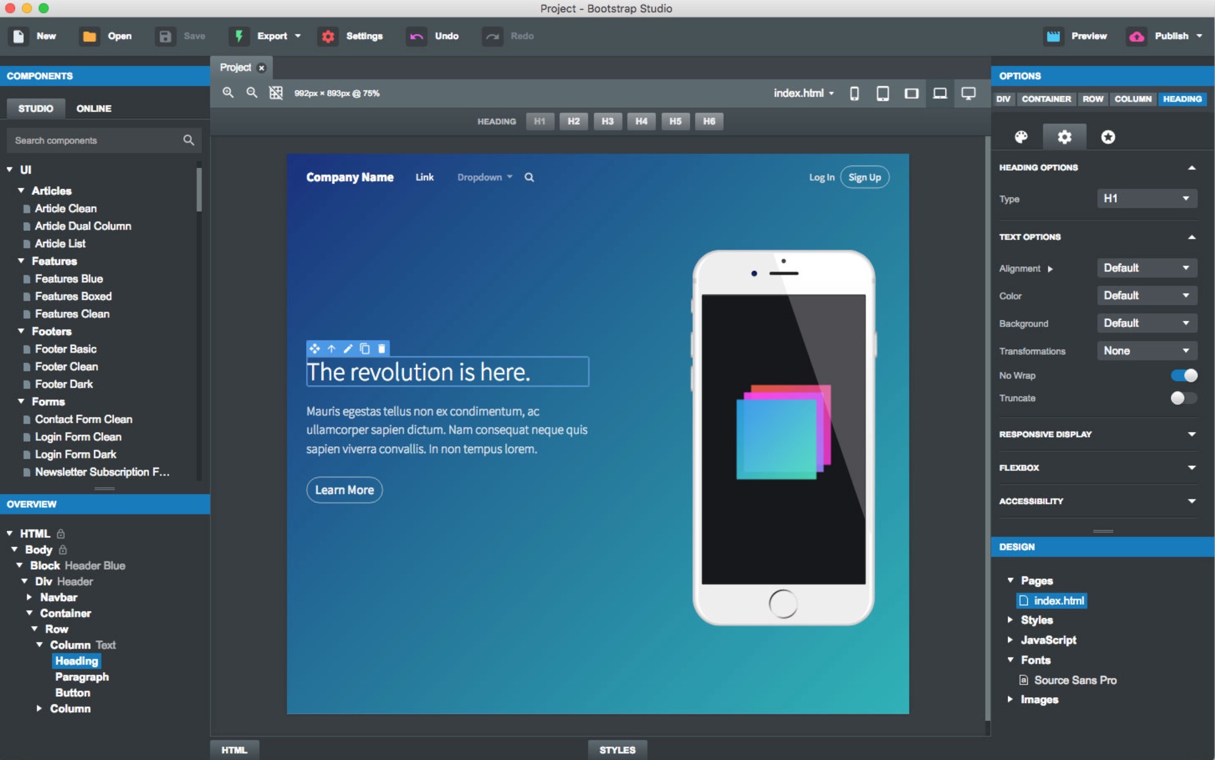 Bootstrap Studio 5.4.3 网页设计工具插图 Bootstrap Studio 5.4.3 网页设计工具
