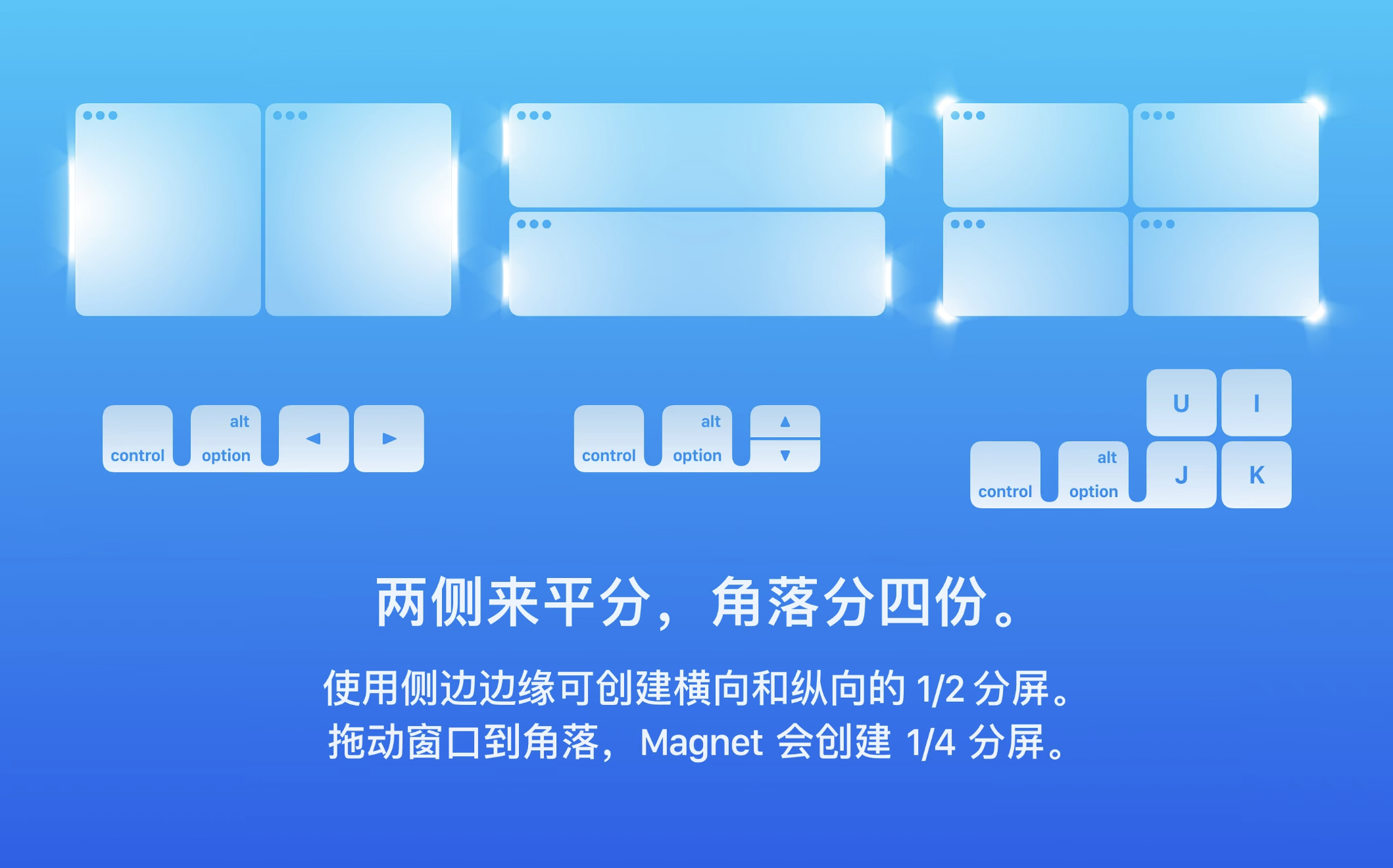 Magnet for mac v2.8.0中文免激活版 macOS窗口管理软件插图3 Magnet for mac v2.8.0中文免激活版 macOS窗口管理软件