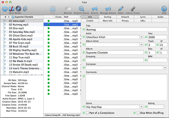 Yate 5.1.2 音频文件标签小工具插图 Yate 5.1.2 音频文件标签小工具
