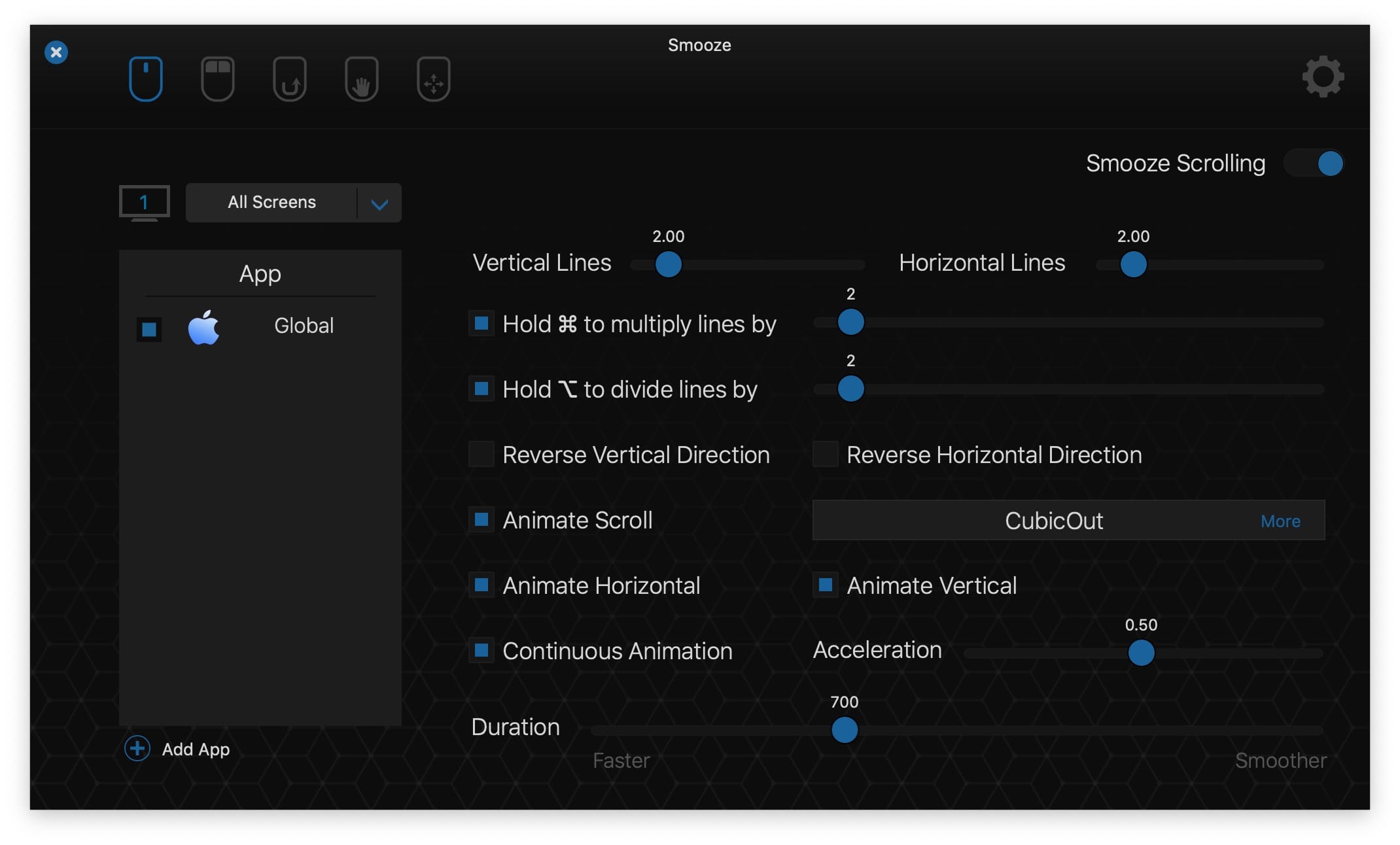 Smooze 1.9.4 Mac鼠标平滑滚动神器 系统增强 第2张- Smooze 1.9.4 Mac鼠标平滑滚动神器
