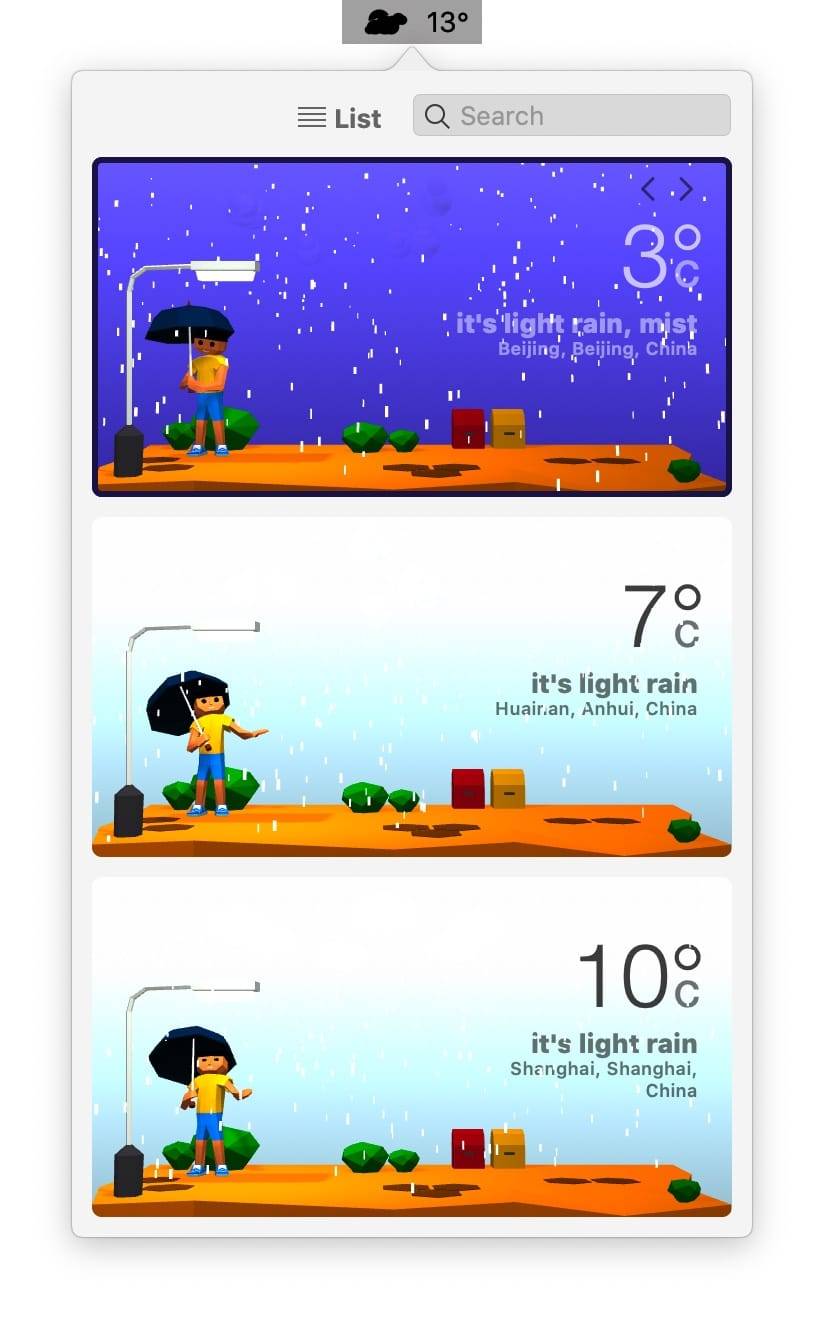 3DWeather 3.5.1 3D天气预报小部件 系统增强 第3张-Mac毒 3DWeather 3.6.4 3D天气预报小部件