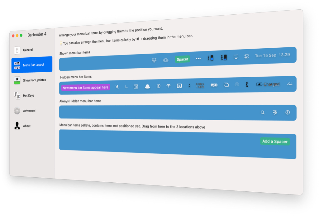 Bartender 4.0.16 Beta 官方版 一款实用的菜单栏管理工具插图1 Bartender 4.0.16 Beta 官方版 一款实用的菜单栏管理工具